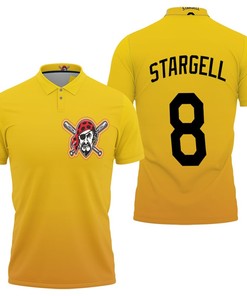 2020 Yellow Polo Shirt for Pittsburgh Pirates Fans: Willie Stargell #8 Great Player Tribute