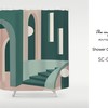3D Abstract Shower Curtain, Modern Fabric with Hooks, Quick-Drying Bathroom Decor, Custom Sizes Available