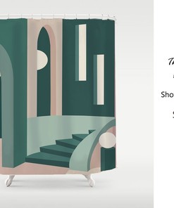 3D Abstract Shower Curtain, Modern Fabric with Hooks, Quick-Drying Bathroom Decor, Custom Sizes Available