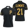 3D All Over Print Polo Shirt for Pittsburgh Pirates Fans: Roberto Clemente #21 in Black