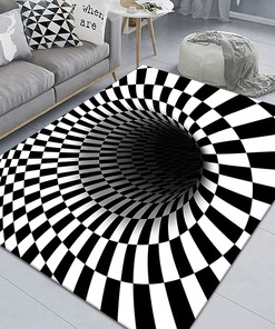 3D Bottomless Hole Optical Illusion Rug Carpet: Checkered Illusions for Your Living Space