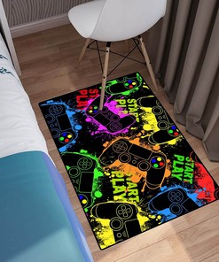 3D Colorful Gaming Gamepad Printed Polyester Sofa Mat for Video Game Area Rugs