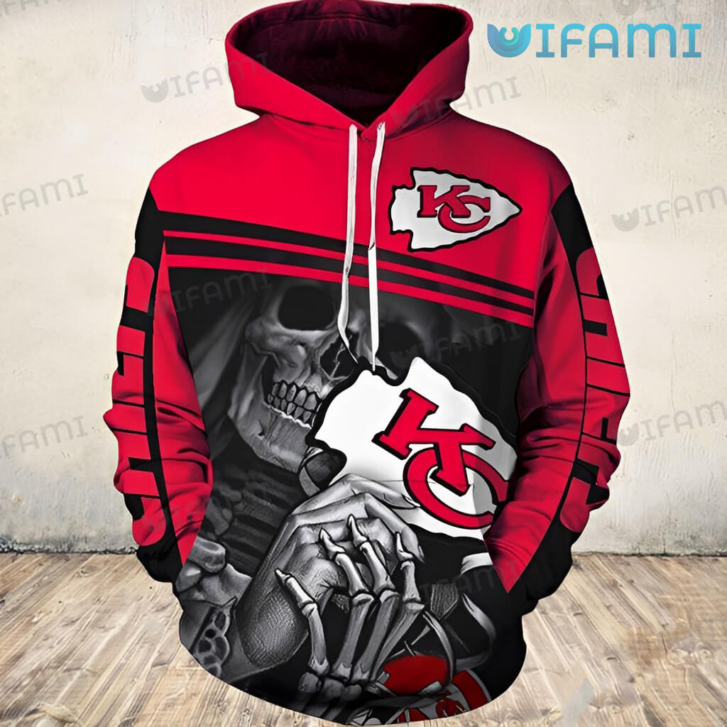 3D Death Holding Logo KC Chiefs Youth Hoodie Gift for Kansas City Fans