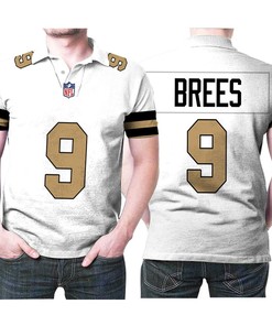 3D Designed All Over Breathable Fabric Polo Shirt with Drew Brees #9 Nfl American Football Team Logo Color Rush