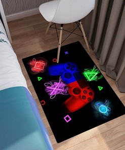 3D Gamepad Controller Boys Colorful Floor Rug for Gamer Area: Comfortable Game Area Rugs