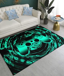 3D Gamepad Print Square Area Rug for Gamer Bedroom - Kids' Throw Rug for Video Player Home Decor