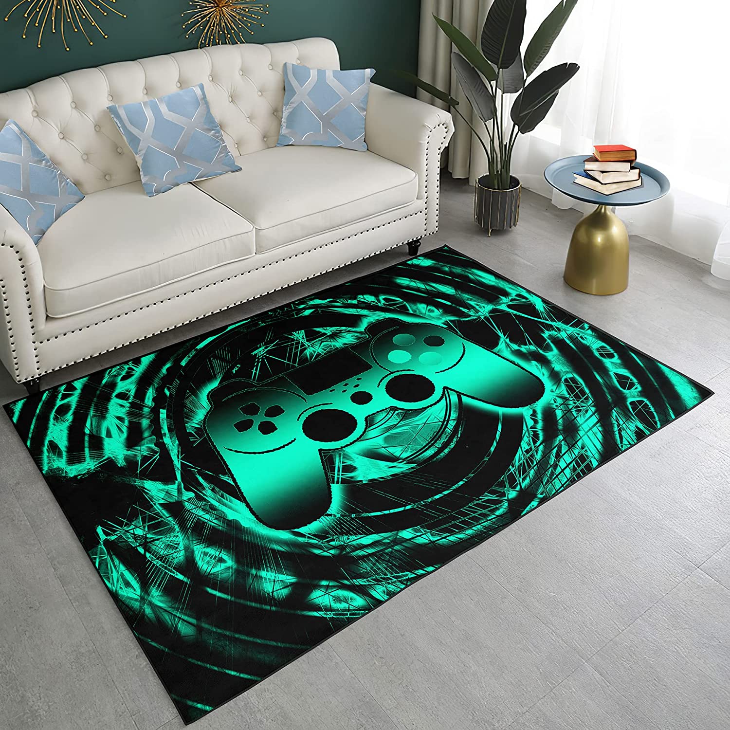 3D Gamepad Print Square Area Rug for Gamer Bedroom - Kids' Throw Rug for Video Player Home Decor