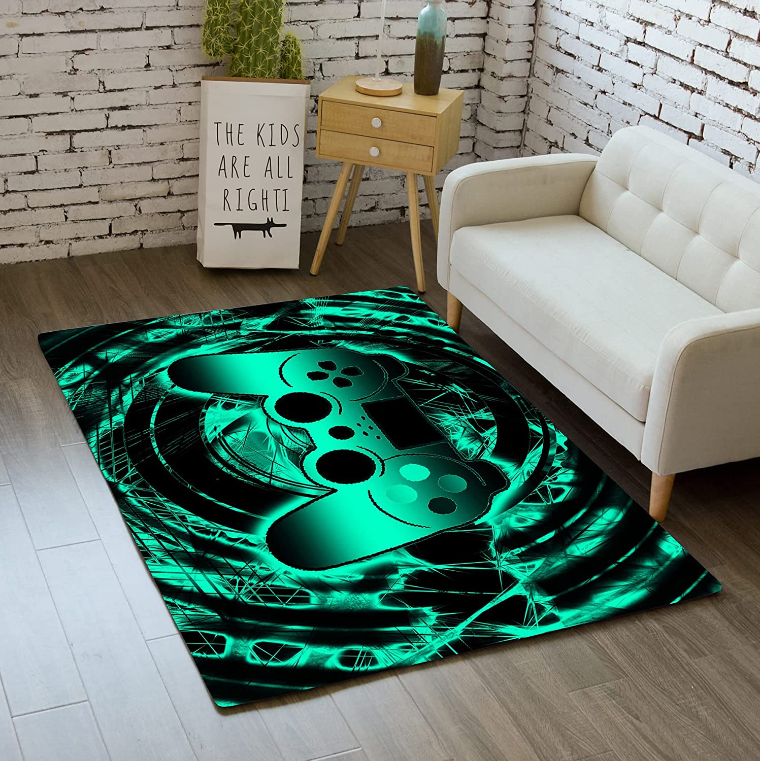 3D Gamepad Print Square Area Rug for Gamer Bedroom - Kids' Throw Rug for Video Player Home Decor - Image 2