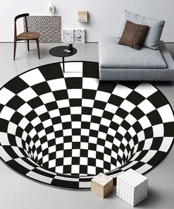 3D Illusion Vortex Rug - Non-Slip Fan Carpet - Aesthetic Custom Floor Mat for Home Decoration with 3D Vortex Illusion