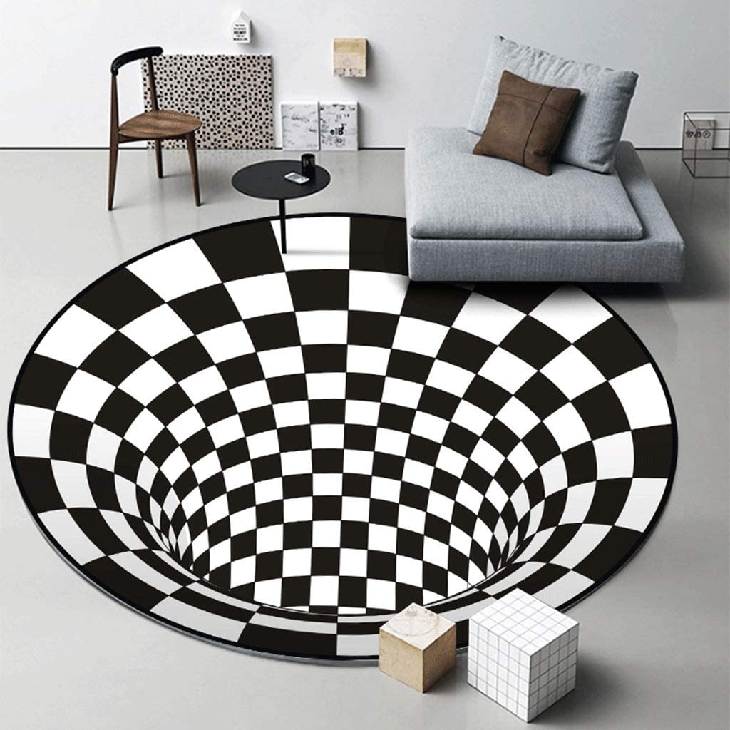 3D Illusion Vortex Rug - Non-Slip Fan Carpet - Aesthetic Custom Floor Mat for Home Decoration with 3D Vortex Illusion