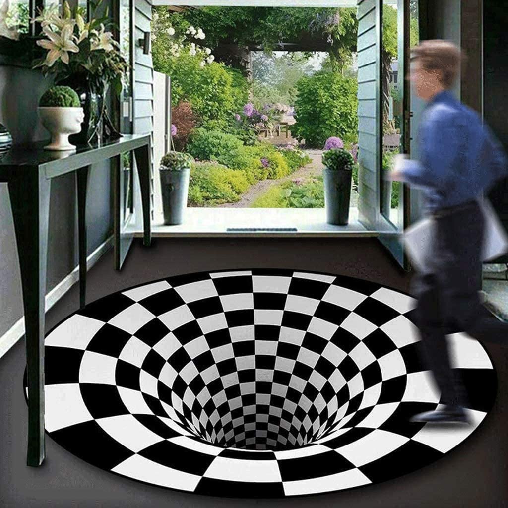 3D Illusion Vortex Rug - Non-Slip Fan Carpet - Aesthetic Custom Floor Mat for Home Decoration with 3D Vortex Illusion - Image 3