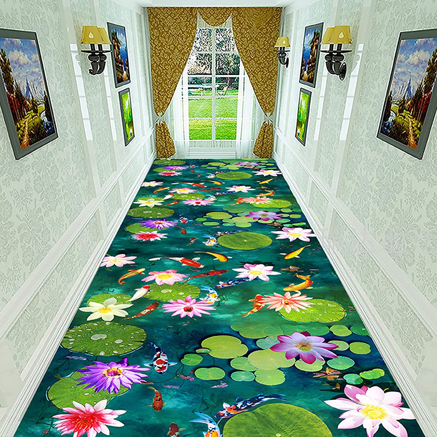 3D Pastoral Style Printed Runner Rug: A Unique Illusion Entrance Indoor Area Rug, Non-Slip and Washable