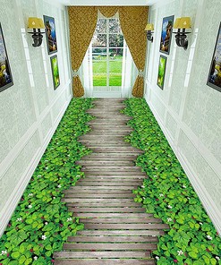 3D Pastoral Style Printed Runner Rug: A Unique Illusion Entrance Indoor Area Rug for Your Home Decor