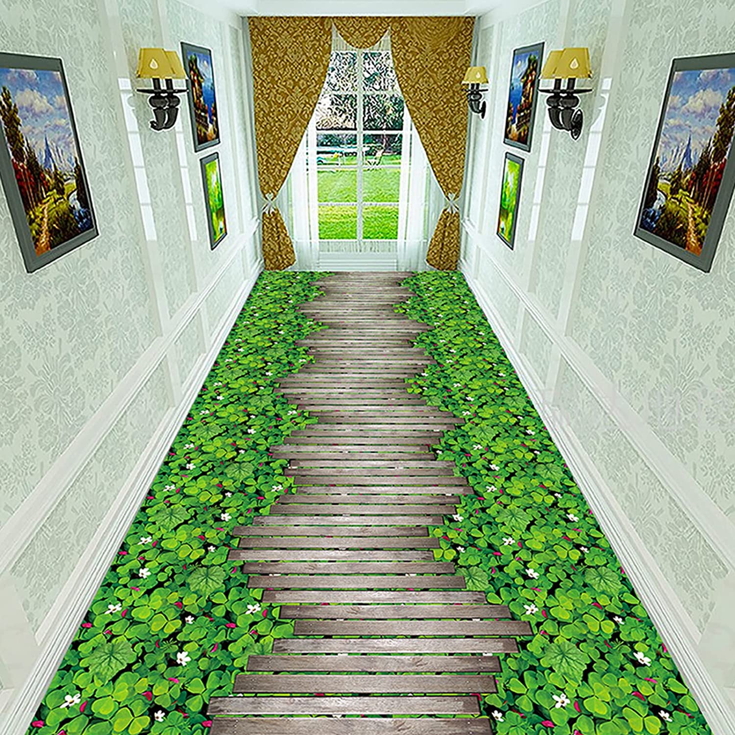 3D Pastoral Style Printed Runner Rug: A Unique Illusion Entrance Indoor Area Rug for Your Home Decor