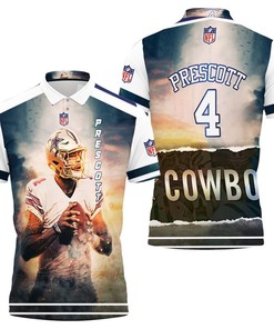 3D Printed Dak Prescott 4 Dallas Cowboys Polo Shirt with All Over Print and Breathable Fabric