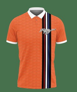 3D Printed Ford Mustang An-Nh Polo Shirt (Orange) with Custom Design