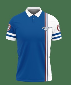 3D Printed Ford Mustang PVT-VA Polo Shirt (Blue) with All Over Print
