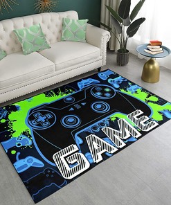 3D Printed Game Area Rug with Controller Print for Living Room and Bedroom