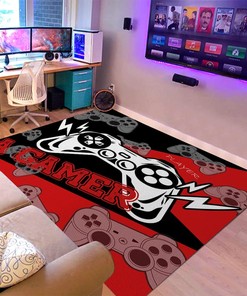 3D Printed Gaming Rug for Kids - Large Area Carpets with Game Gamepad and T-Shirt, Hoodie, Sweatshirt Kids game room rug
