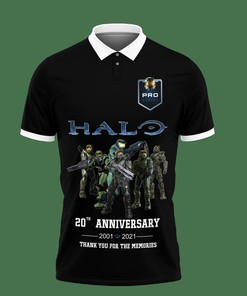 3D Printed Halo DVT-NH Polo Shirt (Black) with All Over Print