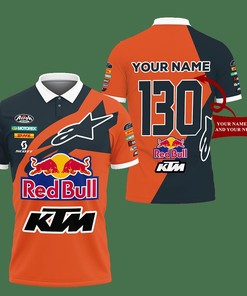 3D Printed KTM Racing VTH-NH Polo Shirt Ver 1 (Orange) with All Over Print and Personalized Polo T-shirt