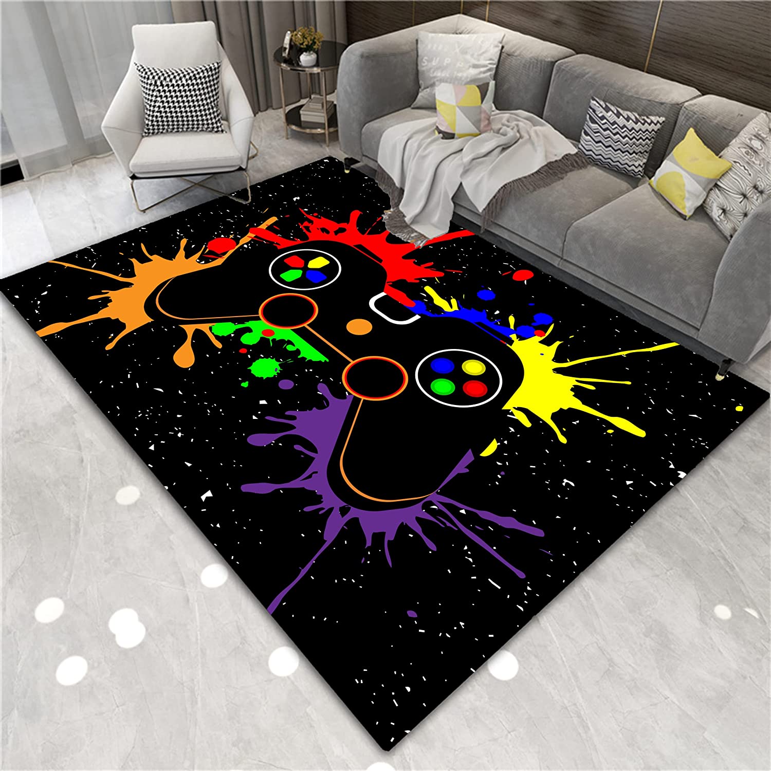 3D Printed Pattern Game Area Rugs and Carpets for Home Decor, Non-Slip Video Game Controller Gamepad - Image 3