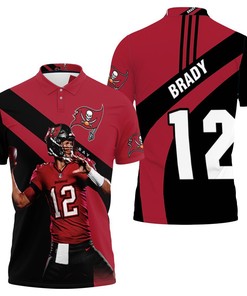 3D Printed Polo Shirt with All Over Print for Fans of Tampa Bay Buccaneers featuring Tom Brady Throw Ball