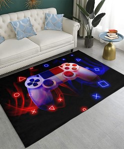 3D Printed Video Games Controller Rug for Boys with Crystal Floor Polyester Mat