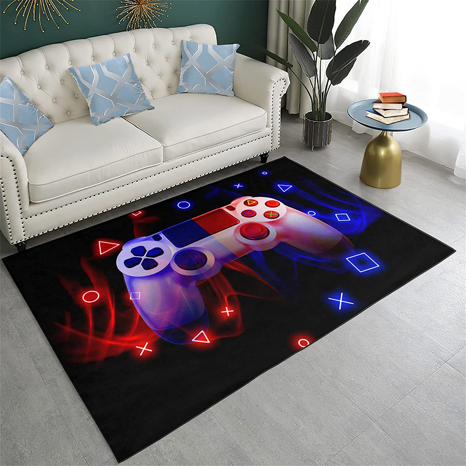 3D Printed Video Games Controller Rug for Boys with Crystal Floor Polyester Mat