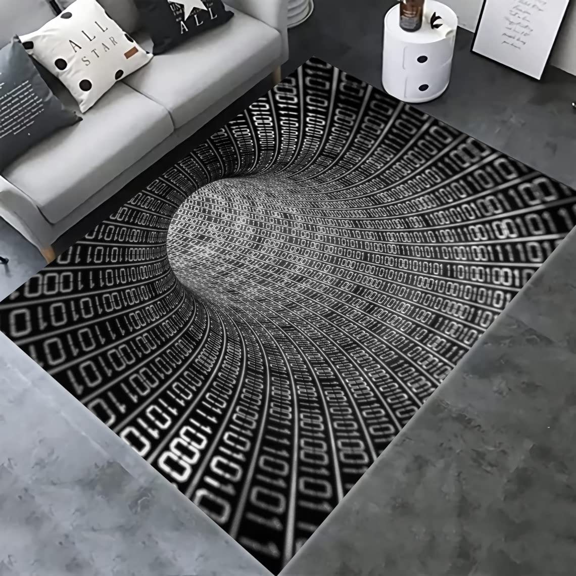 3D Rectangular Vortex Illusion Carpet: A Sophisticated Carpet for Your Living Room or Bedroom