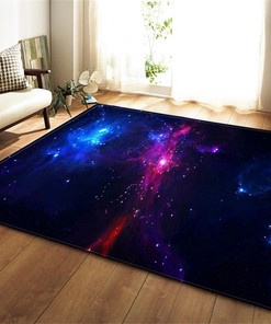 3D Starry Theme Designer's Living Area Rug - Short Pile Soft Carpet - Bedroom Decor Illusion