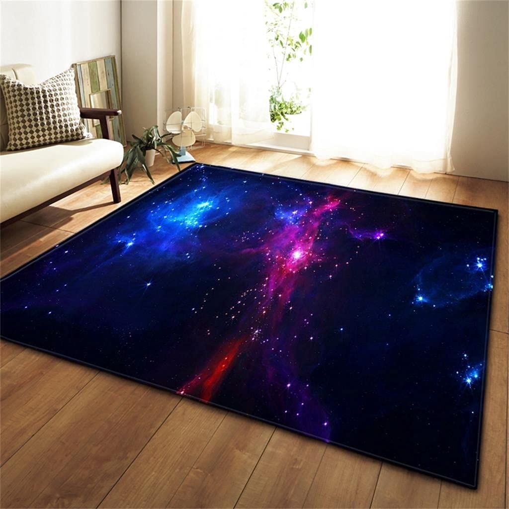 3D Starry Theme Designer's Living Area Rug - Short Pile Soft Carpet - Bedroom Decor Illusion