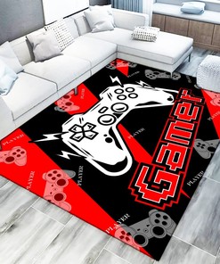3D Video Game Controller Gamepad Printed Area Rug - Non-Slip Carpet with Fun Pattern Perfect for Living or Bedroom