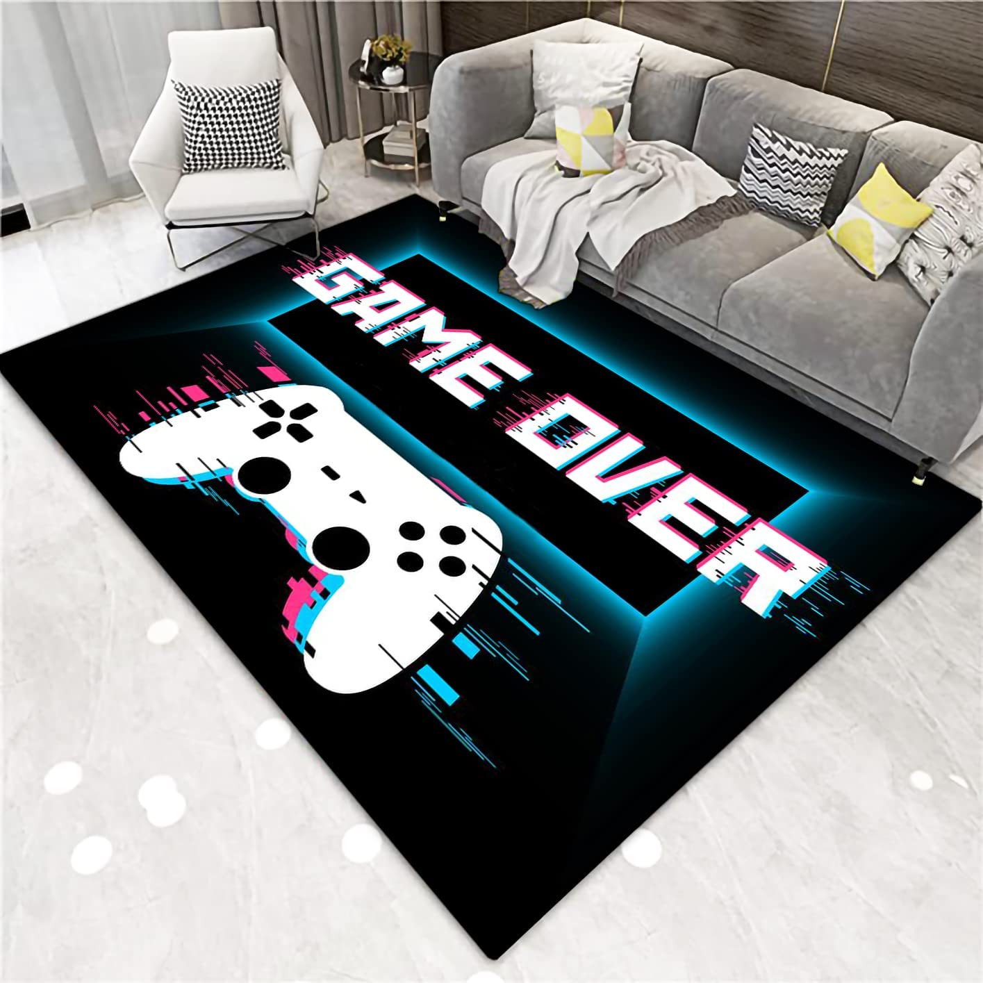 3D Video Gamepad and Controller Pattern Area Rug - Non-Slip Carpet for Living or Bedroom Fun Home Decor for Gamers - Image 2