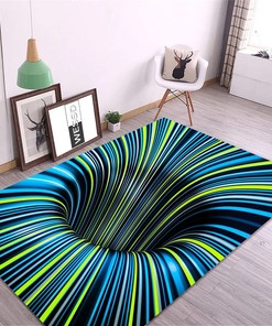 3D Visual Vortex Carpet - Modern Black and White Area Rug - Non-Slip Bottom for Your Bedroom or Living Room