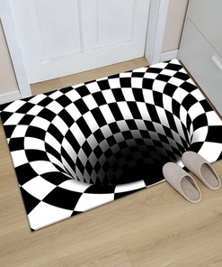 3D Vortex Illusion Rug - Optical Illusion Area Rug with Bottomless Hole Design (60x90cm, B) with Rectangular Version