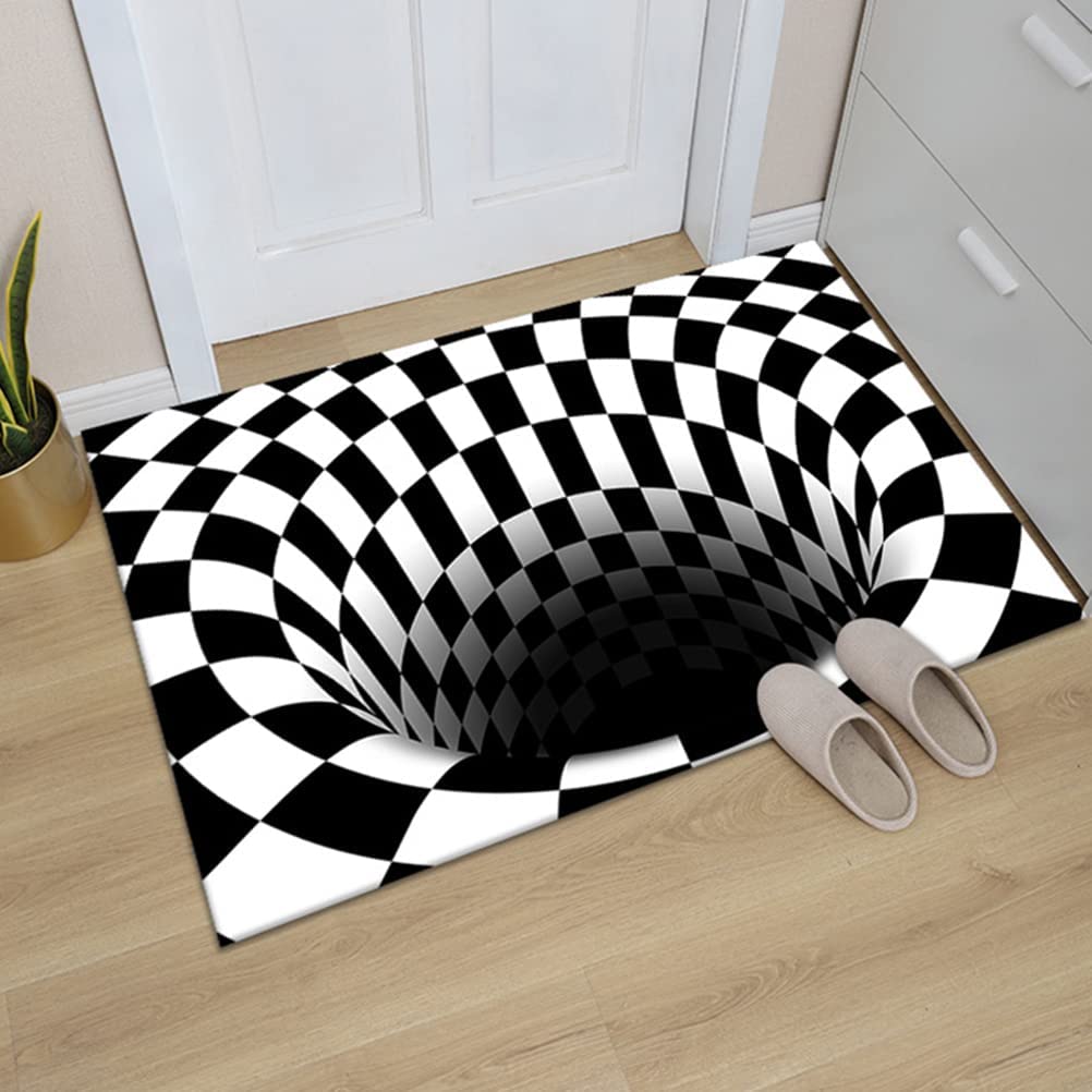 3D Vortex Illusion Rug - Optical Illusion Area Rug with Bottomless Hole Design (60x90cm, B) with Rectangular Version
