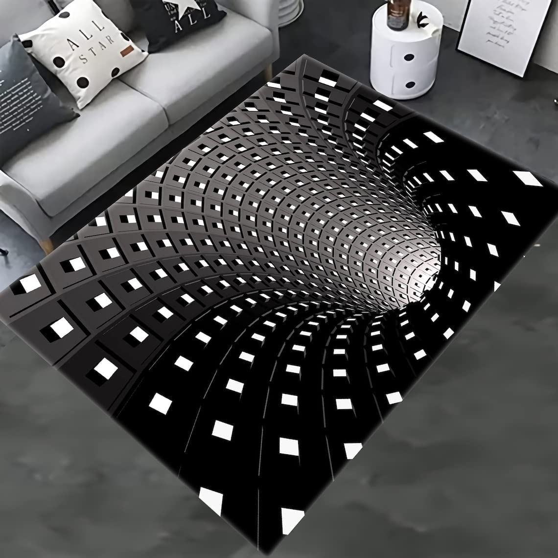 3D Vortex Illusion Rug - Optical Illusion Carpet with Stunning 3D Effect for a Mesmerizing Home Decor