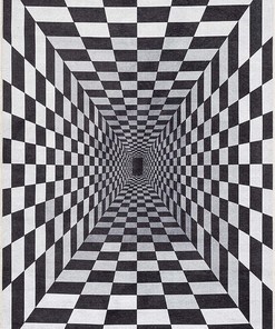 3D Vortex Optical Illusion Bottomless Hole Area Rug - Black and White Design for Bold Home Decor