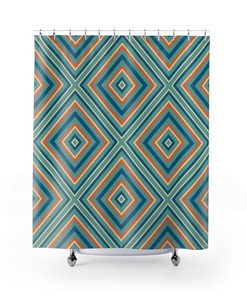 70's 80's Retro Shower Curtain, Groovy Bathroom Accessory