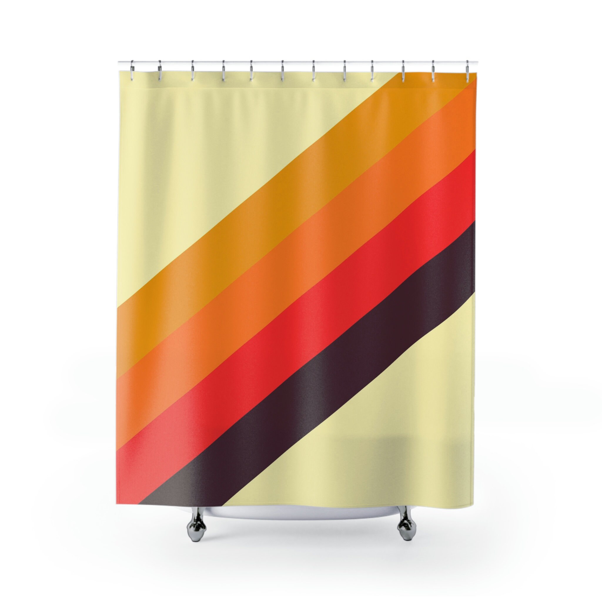 70's Boho Shower Curtain, Funky 60's 70's Hippie Bathroom Accessory, Retro Curtain with Groovy Decor - Image 2