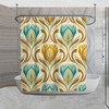 70s Inspired Blue and Yellow Abstract Floral Print Shower Curtain - Add a Retro Touch to Your Bathroom