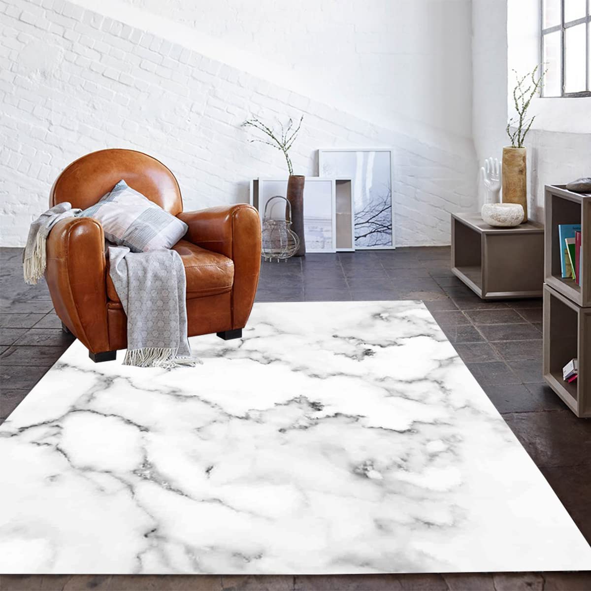 70s Retro Style Washable Wool Soft Marble Pattern Area Rug with Luxurious Feel for Living Room or Bedroom - Image 2