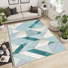 70s Style Green White Marble Texture Area Rug with Abstraction Irregular Geometries Twigs Neutral Carpet