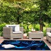 70s Style Marble Neon Blue Green Abstract Texture on Black Art Rugs for Soft Non-Slip Indoor