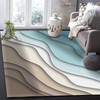 70s Style Modern Abstract Lines Area Rug in Teal Brown Rectangular Carpet for Living Dining Dorm Room Bedroom Decor