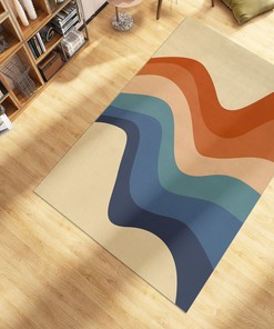 70s Style Personalized Area Rug for Chic Living Room or Bedroom Decoration