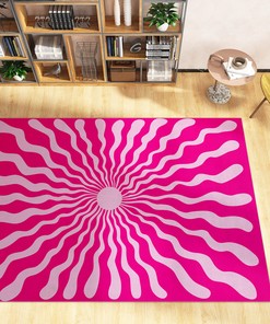 70s Style Wavy Groovy Trippy Funky Abstract Cute Area Rugs for Living Room Bedroom