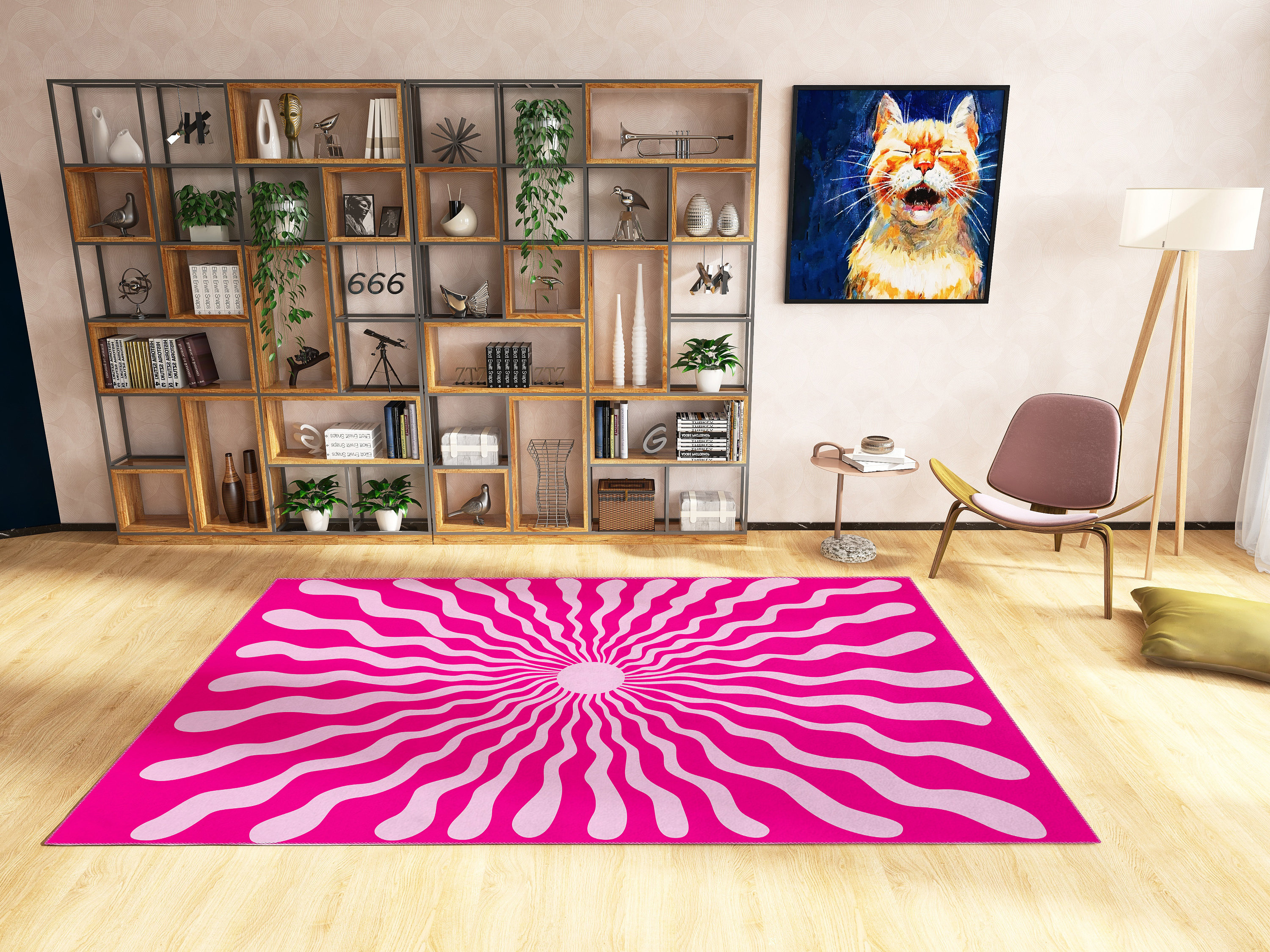 70s Style Wavy Groovy Trippy Funky Abstract Cute Area Rugs for Living Room Bedroom - Image 2