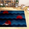 70s Style Wavy Sunset Colors Area Rug for Retro Trippy Groovy Funky Abstract Cute Home Decoration